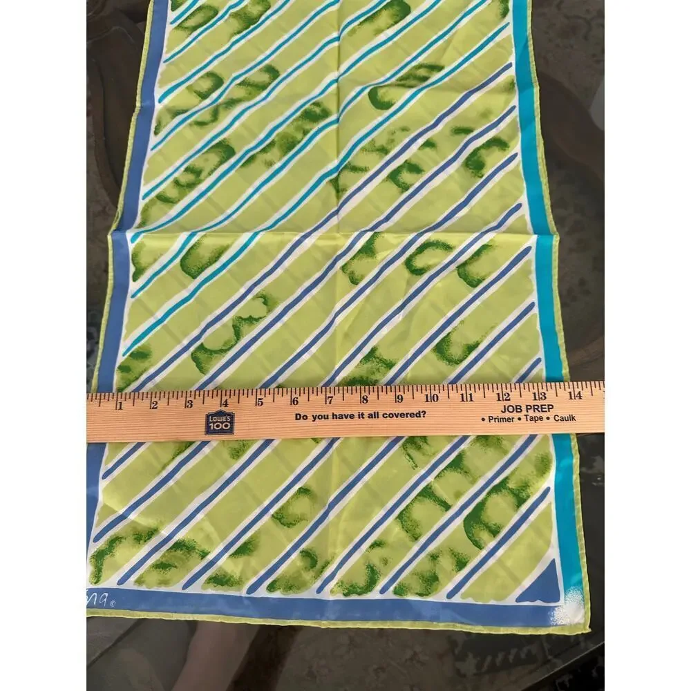 Vintage Vera Neumann Green Blue Oblong Double Sided Rectangle Scarf